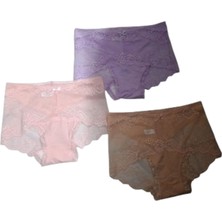 AGM 3 Lü Paket Dantelli Külot , Yüksek Bel Büyük Beden Külot