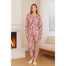 Remsa Kadın Desenli Comfort Pijama Takımı 0498 Nar Çiçeği