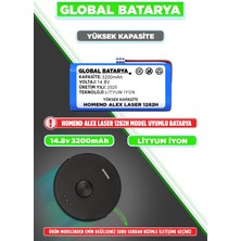 Global Batarya Homend Alex Laser 1282H Uyumlu Akıllı Robot Süpürge Bataryası 14.8V 3200MAH Li-Ion Pil (Yüksek Kapasite)