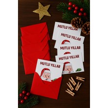 Kırmızı Zarf Noel Baba Temalı, Mutlu Yıllar Kartı ve Hediye Paketleme Seti