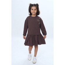 Toontoy Kız Çocuk Şeritli Kalp Nakışlı Elbise