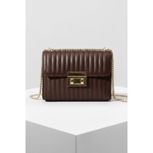 Random Shopping Piliseli Dokulu Gold Tokalı Zincir Askılı Omuz Çantası