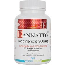 Wellness Extract Eannatto Tocotrienols Vitamin E Supplements Tocopherol Free, Non-Gmo, Gluten Free  Antioxidant (300MG 30 Softgels).