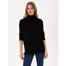 Pierre Cardin Kadın Siyah Comfort Fit Tam Balıkçı Yaka Basic Kazak 50316385-VR046