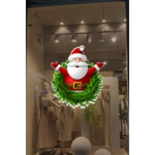New Jargon Ellerini Yeni Yıla Açmış Noel Baba Yılbaşı Süslemesi Cam Duvar Vitrin Stickerı Yılbaşı Süsü 43X50CM