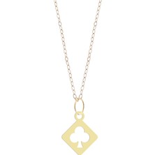 Archin 14 Ayar Altın Plakalı Sinek Kartı Figürlü Sevgililer Günü Hediyesine Özel Altın KOLYE-860