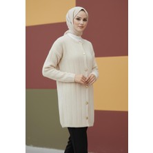 Simli Çizgili Uzun Tesettür Hırka