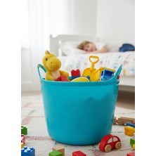 Turkuaz, Esnek Plastik Kova – 20 Litre, Temizli Kovası, Esneyebilen Oyuncak ve Çamaşır Sepeti
