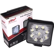 Universal LED Çalışma Lambası 9 LED 27W Kare Kalın Tip