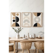 Wallspresso Modern Soyut Bohem 3'lü Tablo Seti - Ahşap Çerçeveli Tablo - Duvar Tablosu - Üçlü Tablo