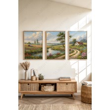 Wallspresso Doğa Temalı 3'lü Ahşap Çerçeveli Tablo Seti - Duvar Tablosu - Üçlü Tablo - Salon Yatak Odası Tablo