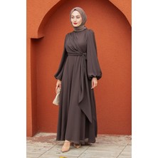 Tesettür Çarşım Narin Mat Şifon Tesettür Abiye-Kahve