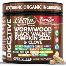 Clean Nutraceuticals  Wormwood Black Walnut Pumpkin Seed 90 Capsul Clove Oil Celery Garlic Grape Papaya Neem Diatomaceous Earth Womens Probiotic Gut Health Cleanse Detox Oregano Olive Turmeric