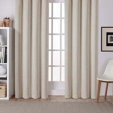 Lila Saten Güneşlik Perde Krem