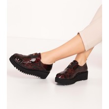 Gondol Lastik Detaylı Hakiki Deri Ayakkabı AST.8004 - Bordo Petek - 40 Bordo Petek