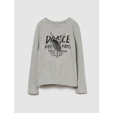Gap Kız Çocuk Gri Grafik T-Shirt