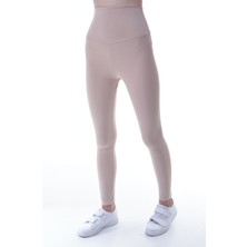 CQCQ Kız Çocuk Krem Yüksek Bel Toparlayıcı Tayt – Esnek Likralı Spor Tayt 7-16 Yaş