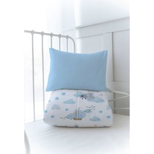 Baskılı Yorgan Seti (100x200 Cm) - Iconic Serisi - Mavi Hava Balonlu Gökkuşağı