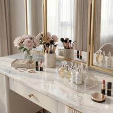 Unique Me Makyaj Organizeri Kozmetik Aksesuar Düzenleyici Banyo Rafı Şeffaf Diamond (Dayanıklı Poli̇karbonat)