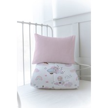 Baskılı Yorgan Seti (100x200 Cm) - Iconic Serisi - Pembe Hava Balonlu Gökkuşağı