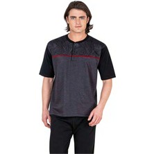 Pierre Cardin 6053 Erkek Kısa Kollu Jakarlı 3'lü Pijama Takımı-Siyah