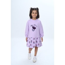 Toontoy Kız Çocuk Süzene Nakışlı Lale Baskılı Elbise