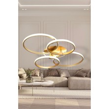 Modern 4'lü Yuvarlak Eskitme Gold Model 3 Renk (Beyaz / Sarı / Günışığı) LED Avize