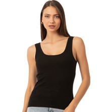 Özkan Underwear Özkan 26815 Kadın Soft Pamuklu Kaşkorse Fitilli Esnek Rahat Kalın Askılı Örme Atlet Bluz