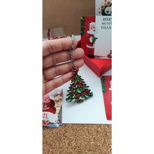 Yılbaşı Temalı Ahşap Uv Baskılı Anahtarlık ve Süs Seti 10'lu Kutulu