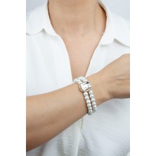 Liveyn Design Kristal Taşlı Cam Inci Çift Sıralı Bileklik