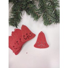 Kırmızı Çan Keçe Yılbaşı Ağacı Süsü, Dekorasyon, Süsleme, 10 Adet