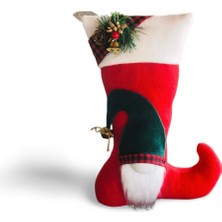 Kırmızı Noel Baba Desenli Şömine ve Yılbaşı Çorapları, Ağaç Süsü, Dekorasyon