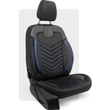 Otexo Carbon Taytüyü Airbag Uyumlu Ortopedik Destekli Universal Oto Koltuk Kılıfı Siyah - Mavi Ip