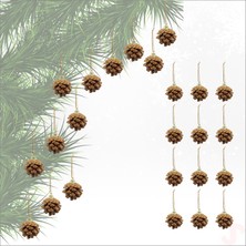 Süsle Bebek ve Parti Yılbaşı Ağaç Süsü Doğal Kozalak, 5 cm x 12 Adet