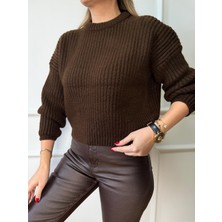 Size Özgü Kahve Bisiklet Yaka Kazak