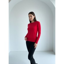 Nakşi Giyim Kadın Kollarda Düğme Detaylı Bisiklet Yaka Ince Triko Kazak