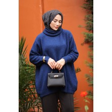 İmaj Butik Lacivert Balıkçı Yaka Salaş Triko Kazak