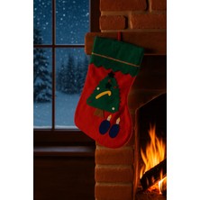 Renkli Keçe Yılbaşı Çorabı, Şömine Süsü, Dekoratif, El Yapımı