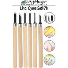 ArtMaster Linol Oyma Seti 6 Parça 1 Paket Ahşap Saplı 6 Bıçaklı Linol Oyma Kesme Bıçak Seti Linolyum Baskı