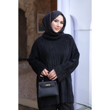 İmaj Butik Siyah Balıkçı Yaka Salaş Angora Yumoş Triko Tunik