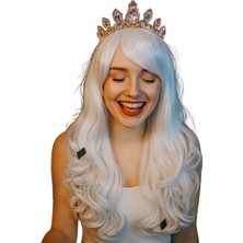 Dodomar Peruk  Saç Uzun Kahküllü 50 cm Beyaz