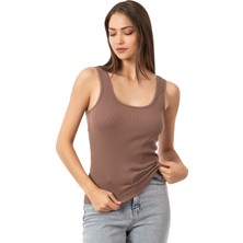 Özkan Underwear Özkan 26815 Kadın Soft Pamuklu Kaşkorse Fitilli Esnek Rahat Kalın Askılı Örme Atlet Bluz