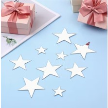 Zafrak Reklam Dekor Süs Ayna Yıldız Karışık Pleksi Dekoratif Yapışkanlı 7 Cm- 5cm- 3cm- Toplam 40 Adet