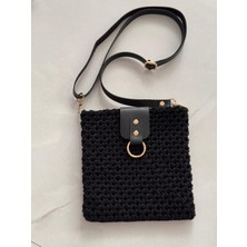 Miliva Kapaklı Örgü Çanta | Handmade Küçük Boy Siyah Çanta