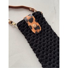 Miliva Kapaklı Telefon Çantası | Örgü Telefon Çantası | Hanmade Telefon Kılıfı | Siyah Telefon Çantası