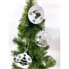 Yılbaşı Lüks 3'lü Aynalı Ahşap Pleksi Çam Ağacı Dekorasyonu