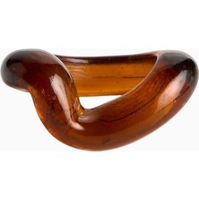 Crate & Barrel Geri Dönüştürülmüş Cam Kehribar Peçete Halkası, 4'lü Set, El Yapımı