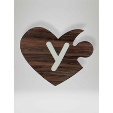 Mundy Y Harfi (Sol Parça) – Ahşap Puzzle Kalp Harf Magnet – Buzdolabı Süsü – Ikili Uyumlu (KOD:1045)