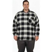 Cüsseli Büyük Beden Gömlek Tek Cep Oduncu 25394 Siyah