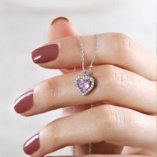 SS Selin Silver Model Kalpli Kolye Pembe Taşlı 925 Ayar Gümüş Kolye